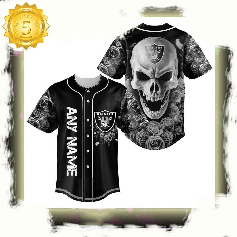 NLF Personalized Las Vegas Raiders Football Skull Baseball Jersey Shirt