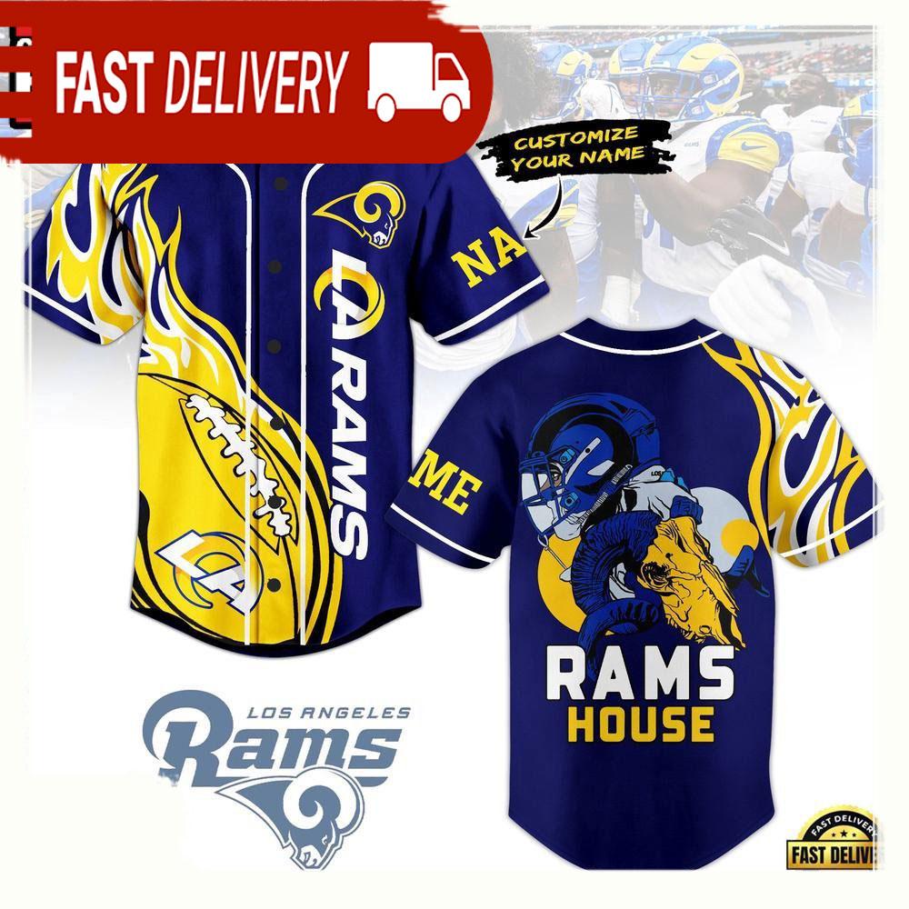 NLF Personalized Los Angeles Rams House Personalized Baseball Jersey
