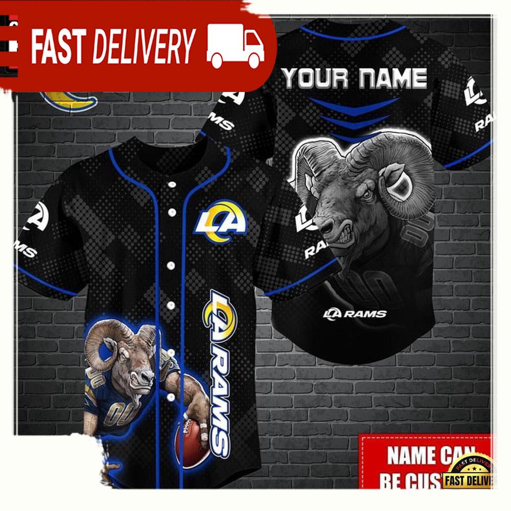 NLF Personalized Los Angeles Rams Mascot Baseball Jersey