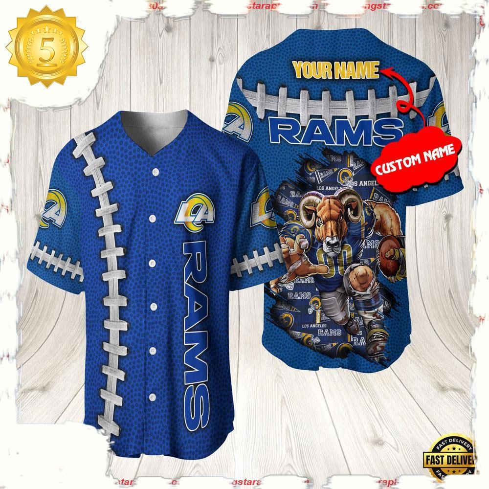 NLF Personalized Los Angeles Rams Mascot Baseball Jersey Shirt