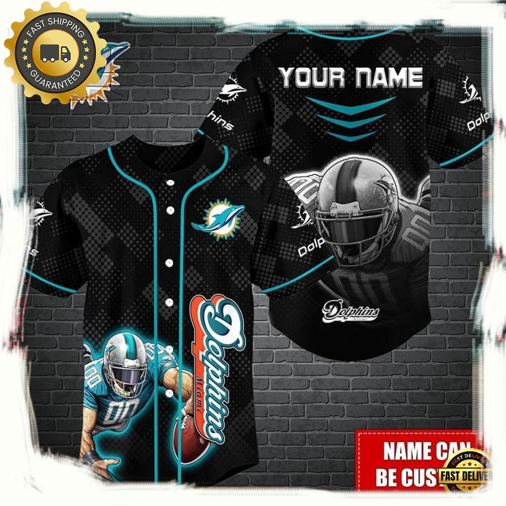 NLF Personalized Miami Dolphins Mascot Baseball Jersey