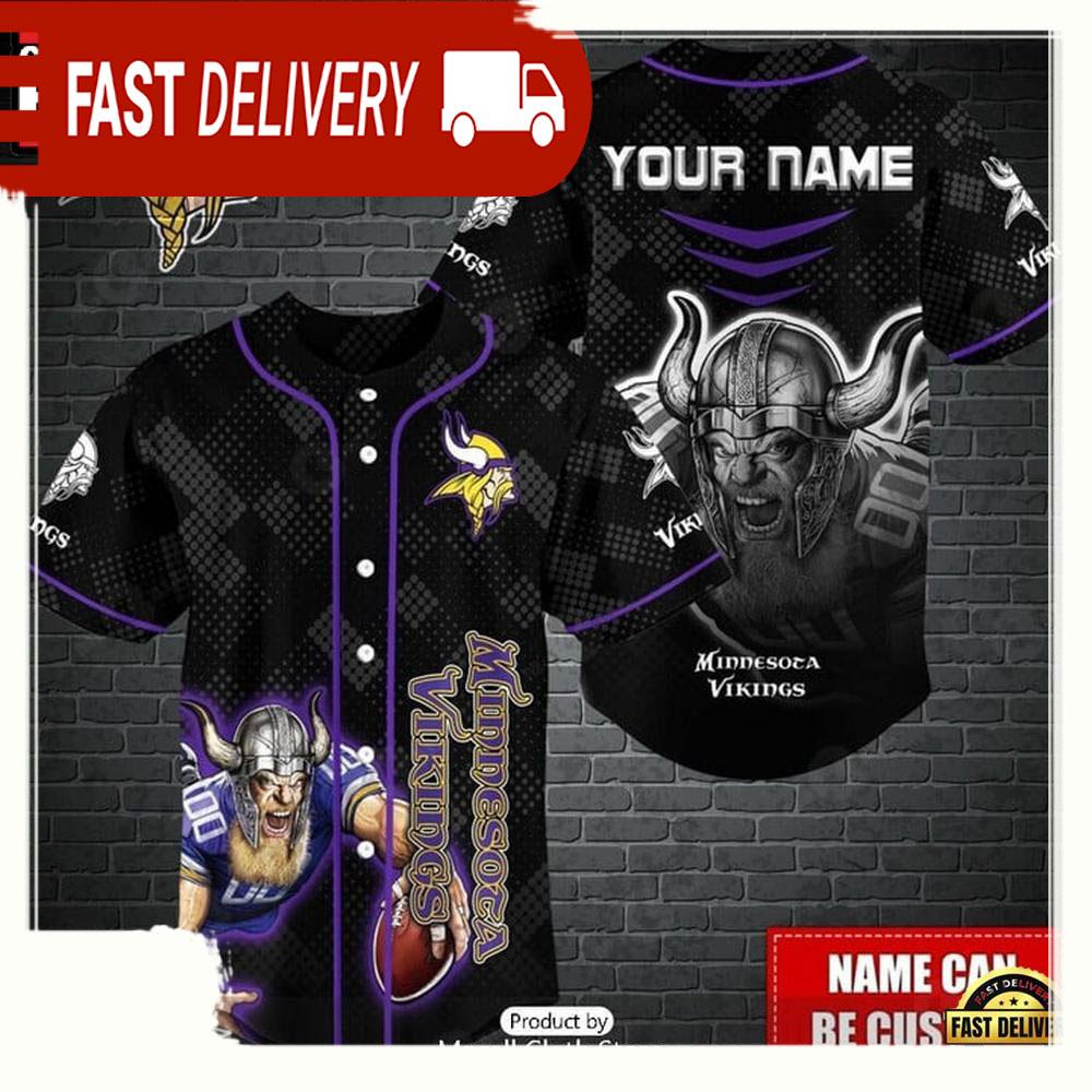 NLF Personalized Minnesota Vikings Mascot Baseball Jersey