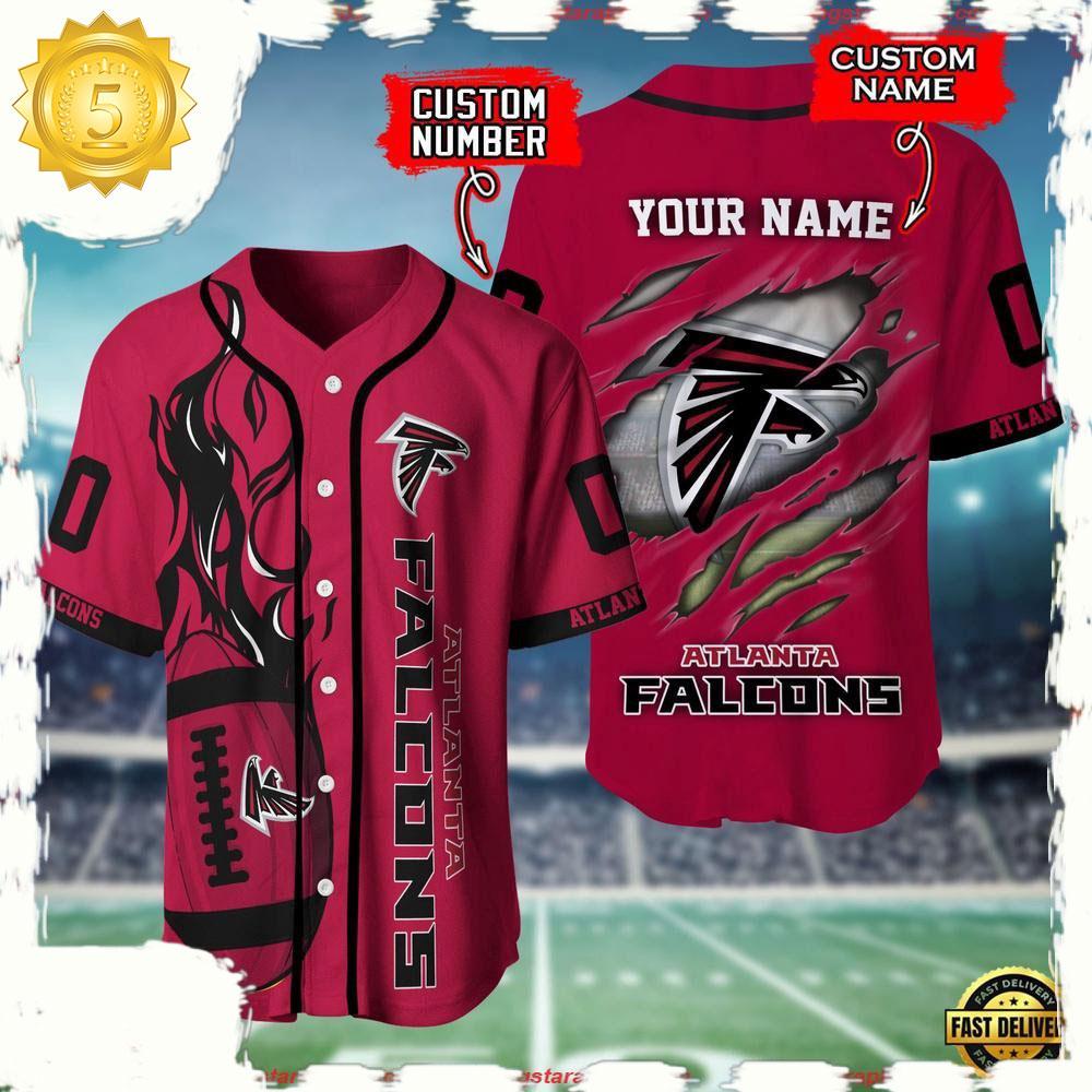 NLF Personalized Name & Number Atlanta Falcons Team Sport Baseball Jersey Shirt