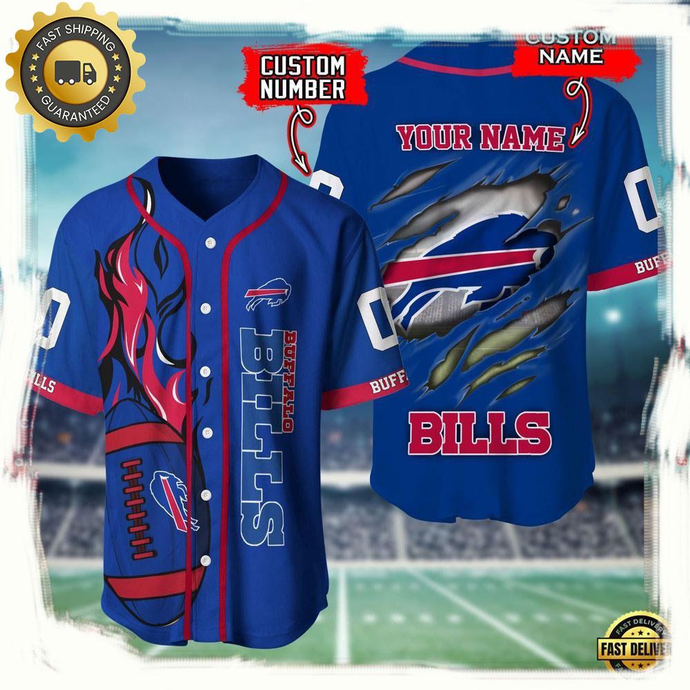 NLF Personalized Name & Number Buffalo Bills Team Sport Baseball Jersey Shirt