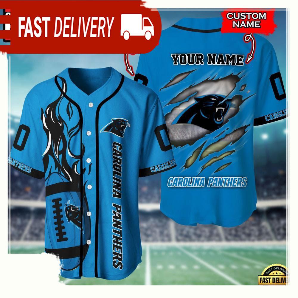 NLF Personalized Name & Number Carolina Panthers Team Sport Baseball Jersey Shirt