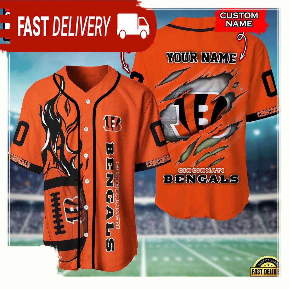 NLF Personalized Name & Number Cincinnati Bengals Team Sport Baseball Jersey Shirt