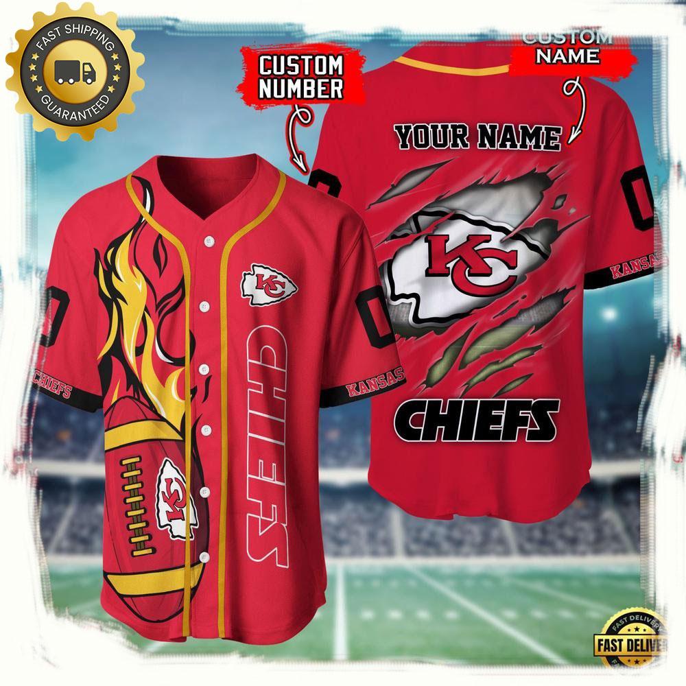 NLF Personalized Name & Number Kansas City Chiefs Team Sport Baseball Jersey Shirt