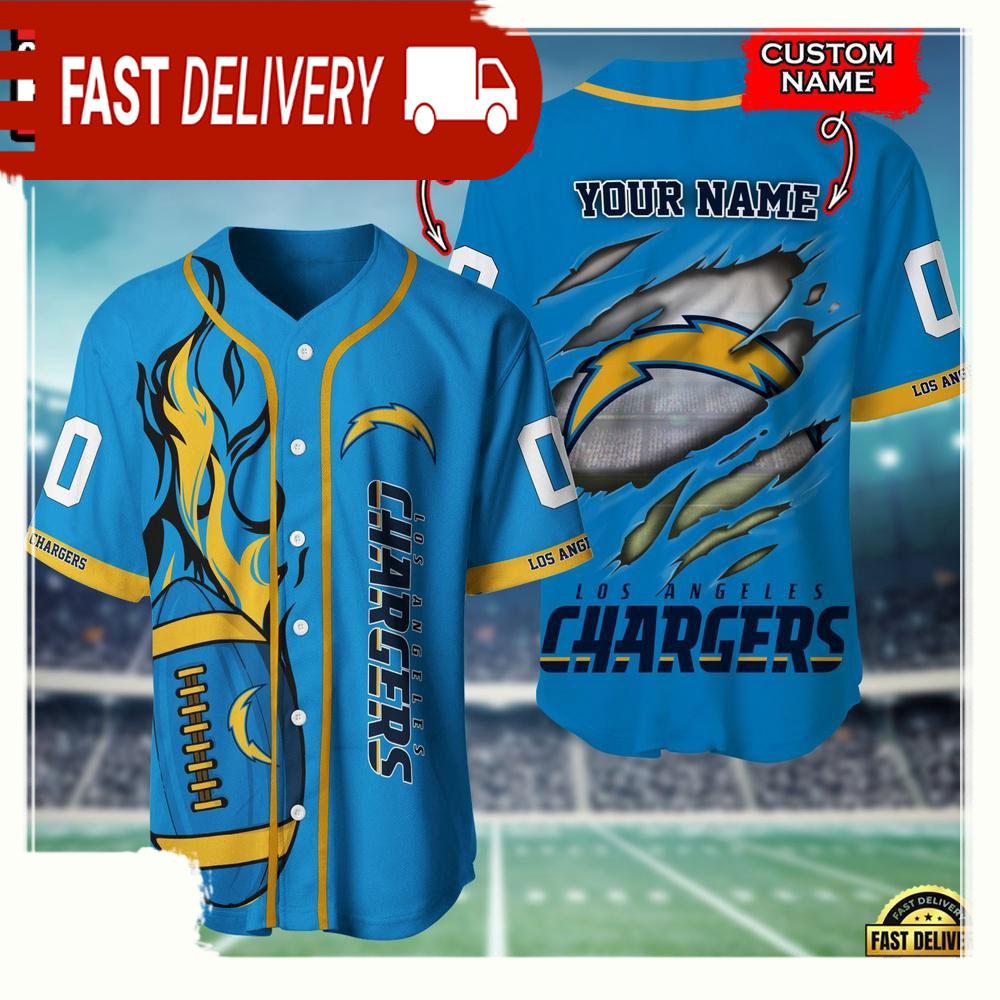 NLF Personalized Name & Number Los Angeles Chargers Team Sport Baseball Jersey Shirt