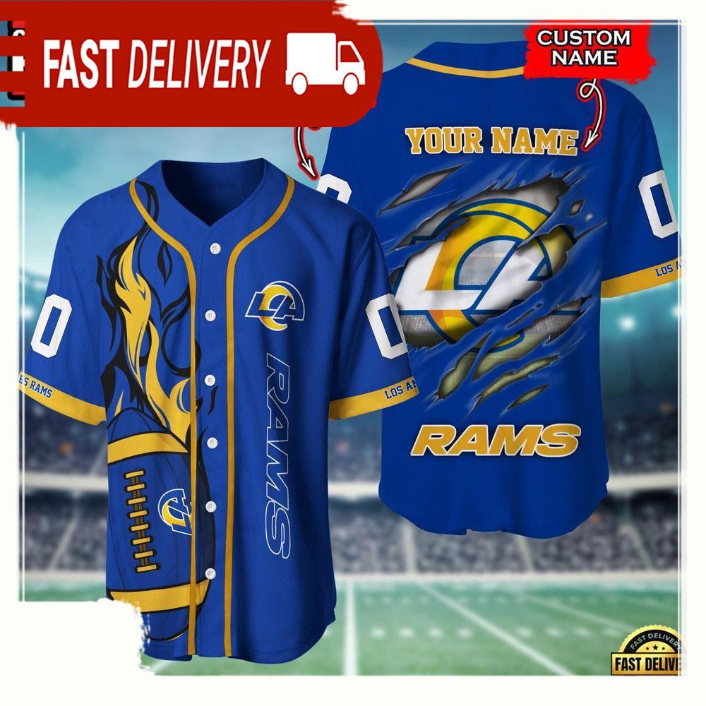 NLF Personalized Name & Number Los Angeles Rams Team Sport Baseball Jersey Shirt