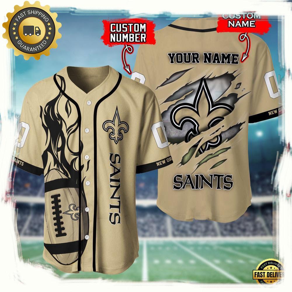 NLF Personalized Name & Number New Orleans Saints Team Sport Baseball Jersey Shirt