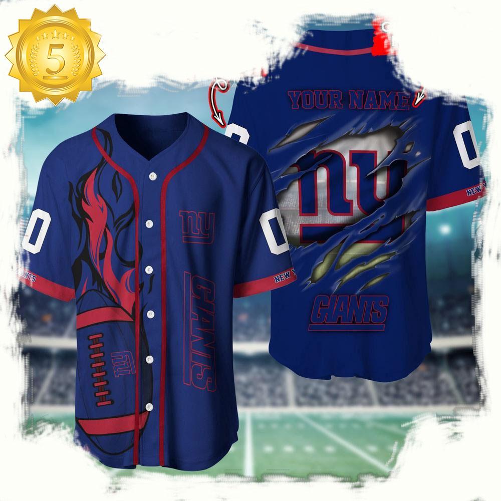 NLF Personalized Name & Number New York Giants Team Sport Baseball Jersey Shirt