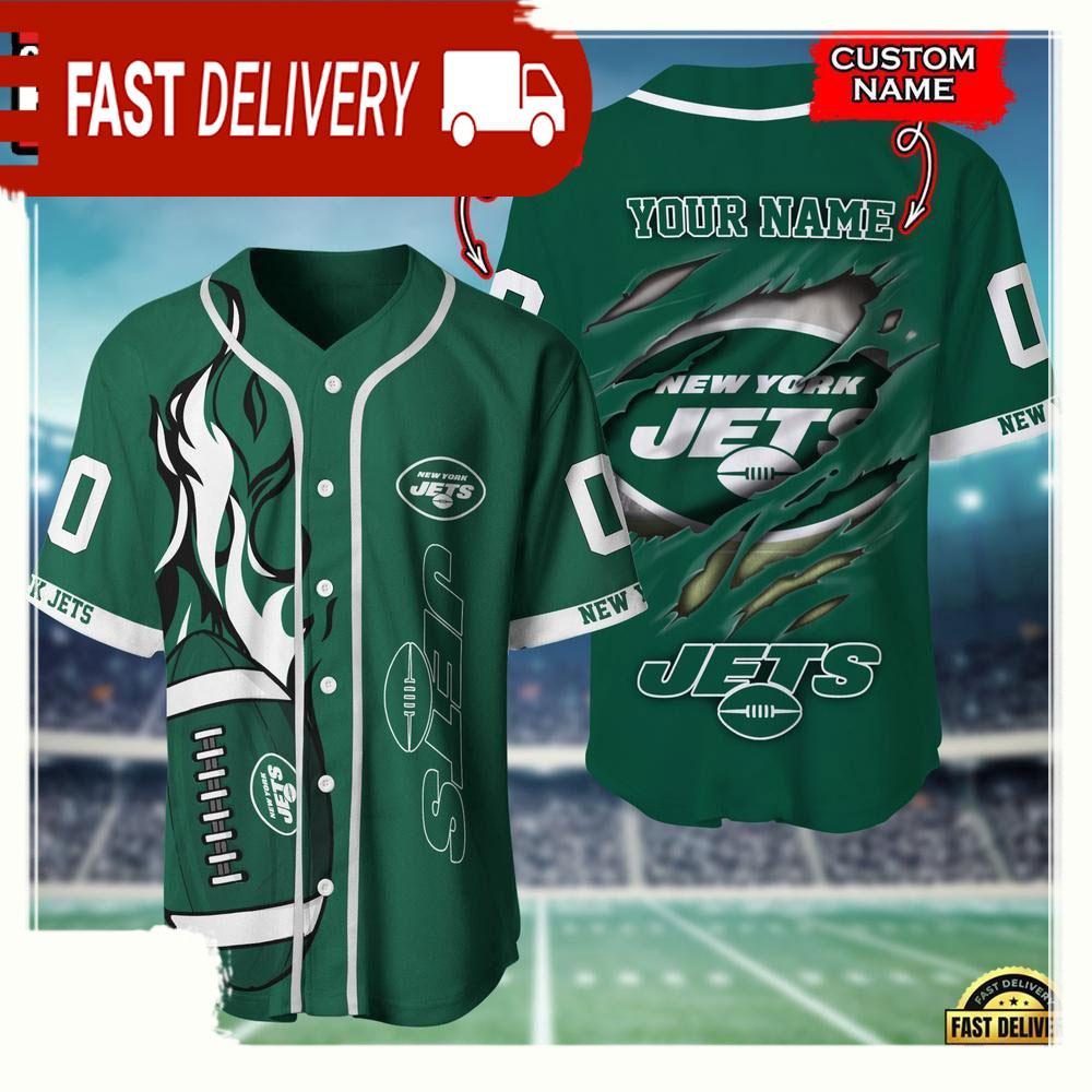NLF Personalized Name & Number New York Jets Team Sport Baseball Jersey Shirt