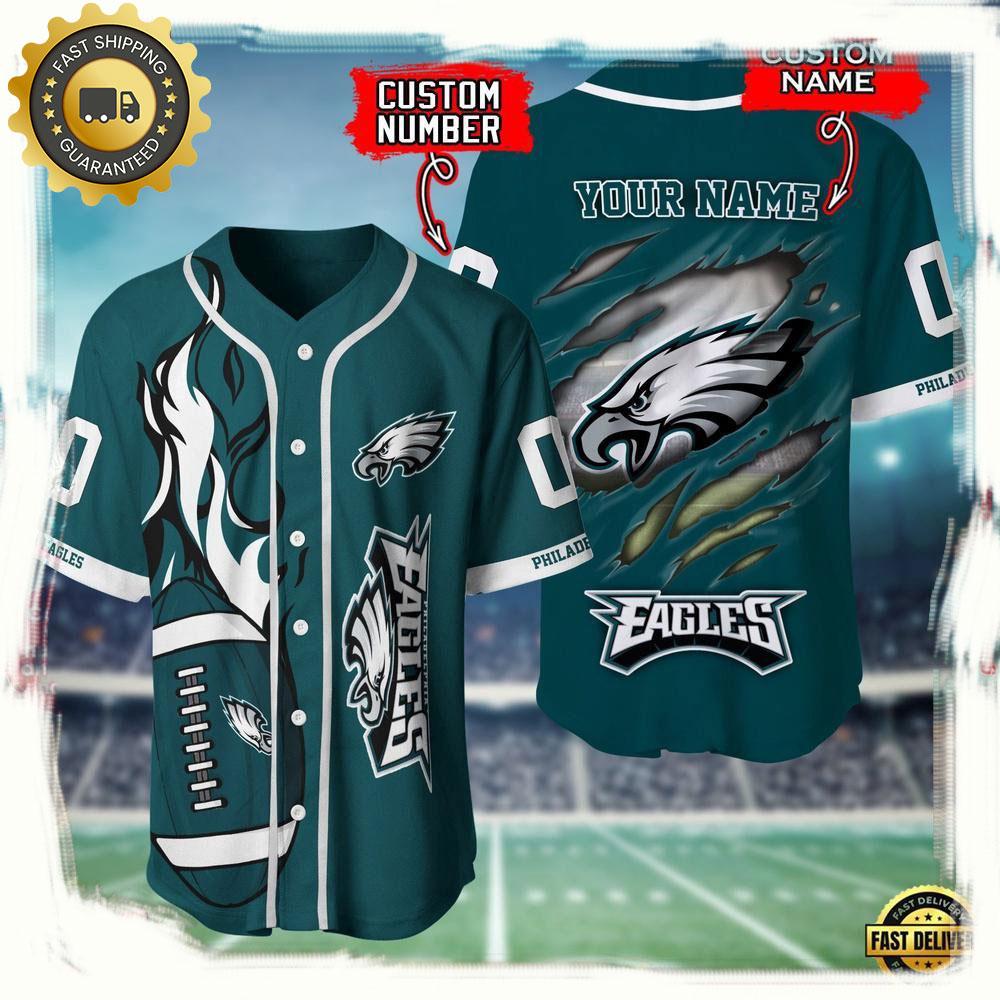 NLF Personalized Name & Number Philadelphia Eagles Team Sport Baseball Jersey Shirt