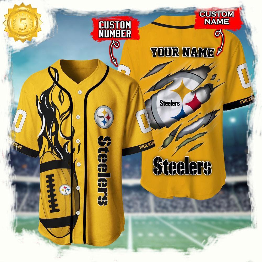 NLF Personalized Name & Number Pittsburgh Steelers Team Sport Baseball Jersey Shirt