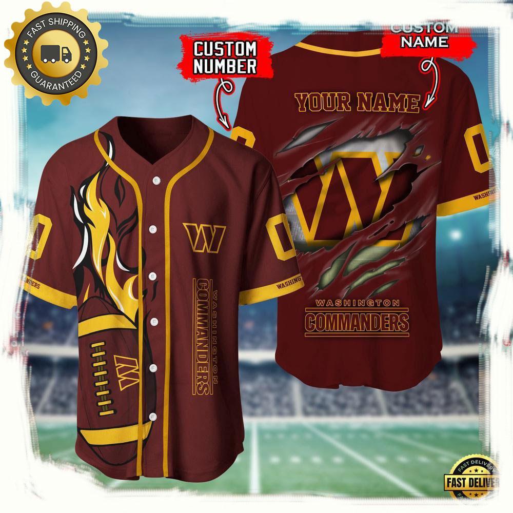 NLF Personalized Name & Number Washington Commanders Team Sport Baseball Jersey Shirt