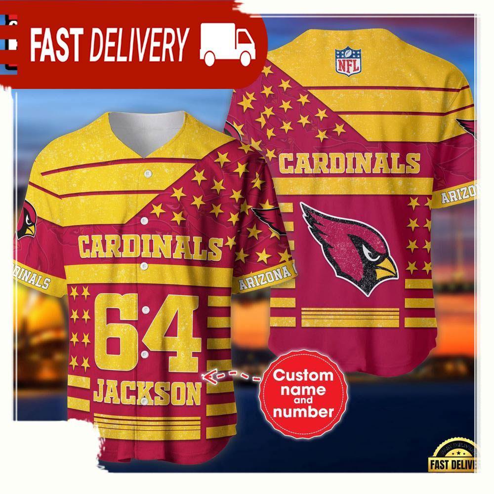 NLF Personalized Name & Numbler Arizona Cardinals American Flag  Baseball Jersey Shirt