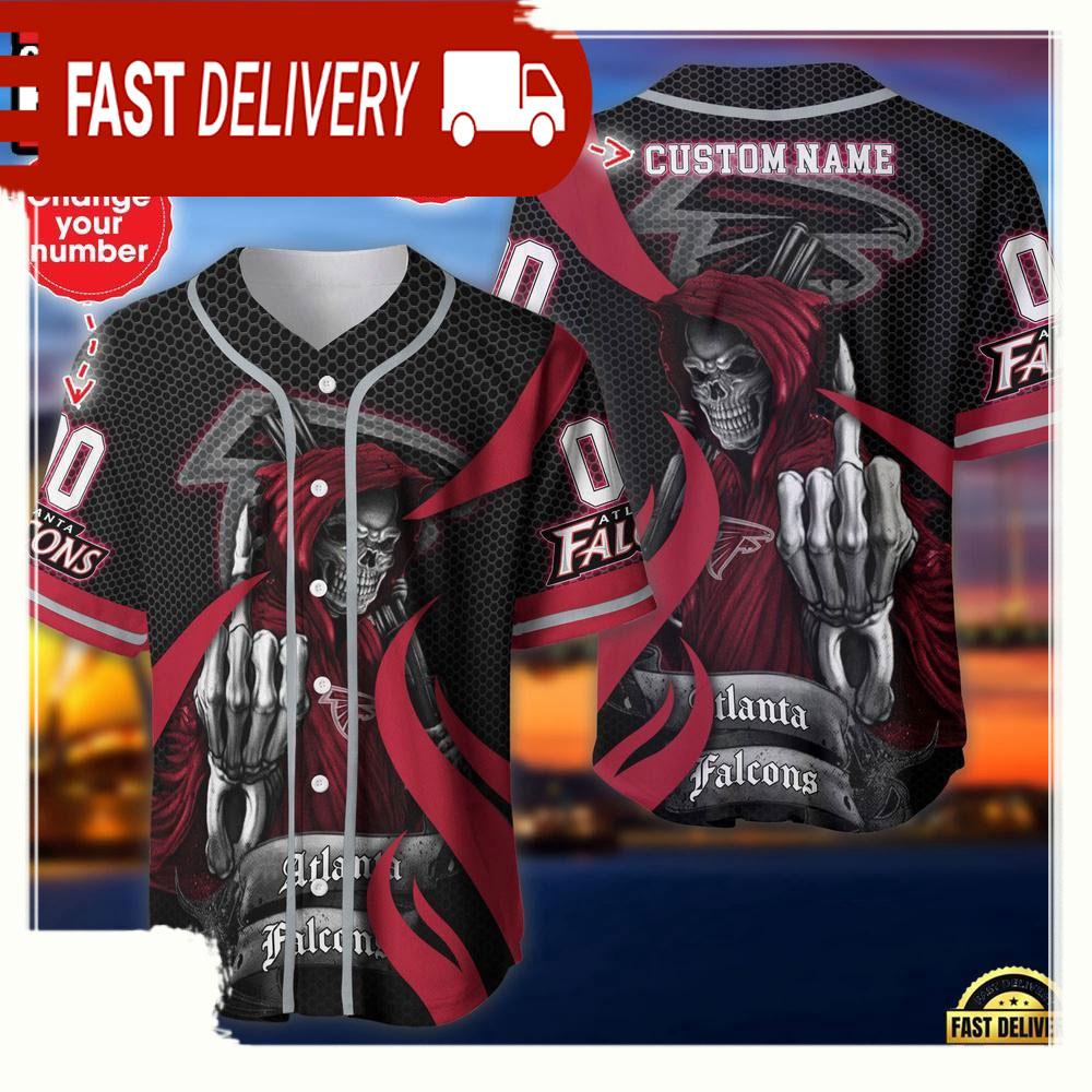 NLF Personalized Name & Numbler Atlanta Falcons Skull Death Baseball Jersey Shirt