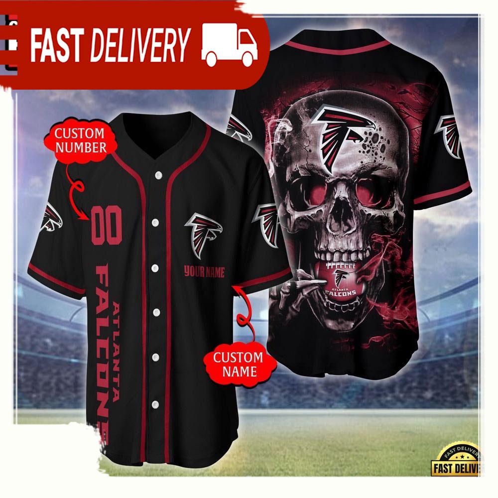 NLF Personalized Name & Numbler Atlanta Falcons Skull Face Baseball Jersey Shirt