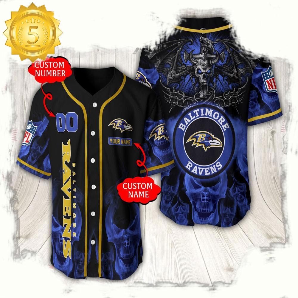 NLF Personalized Name & Numbler Baltimore Ravens Baseball Jersey