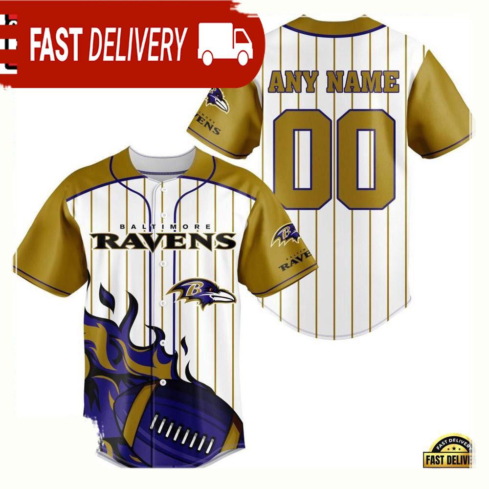 NLF Personalized Name & Numbler Baltimore Ravens Baseball Jersey Shirt