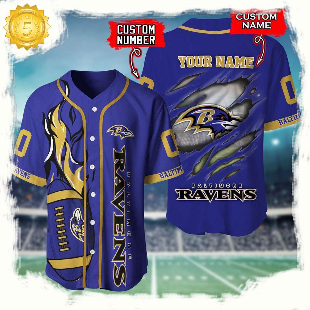 NLF Personalized Name & Numbler Baltimore Ravens Football Team Baseball Jersey Shirt