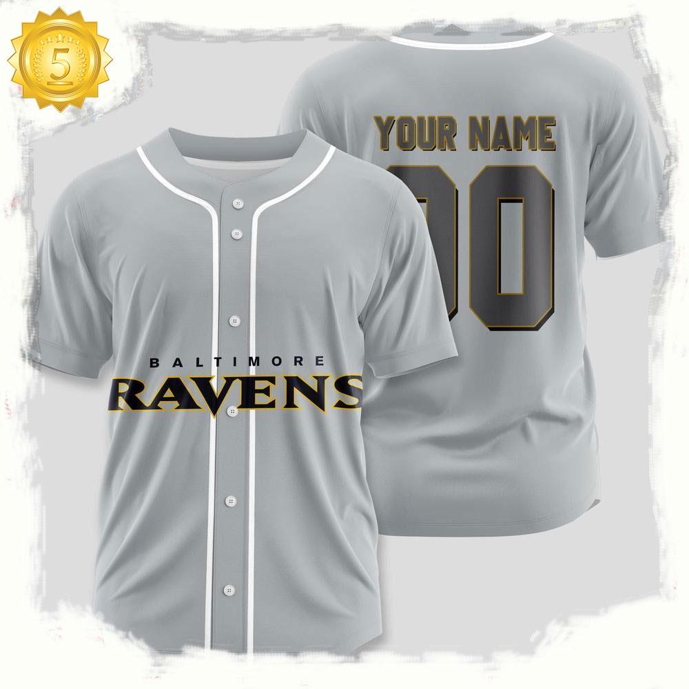 NLF Personalized Name & Numbler Baltimore Ravens Team Baseball Jersey Shirt