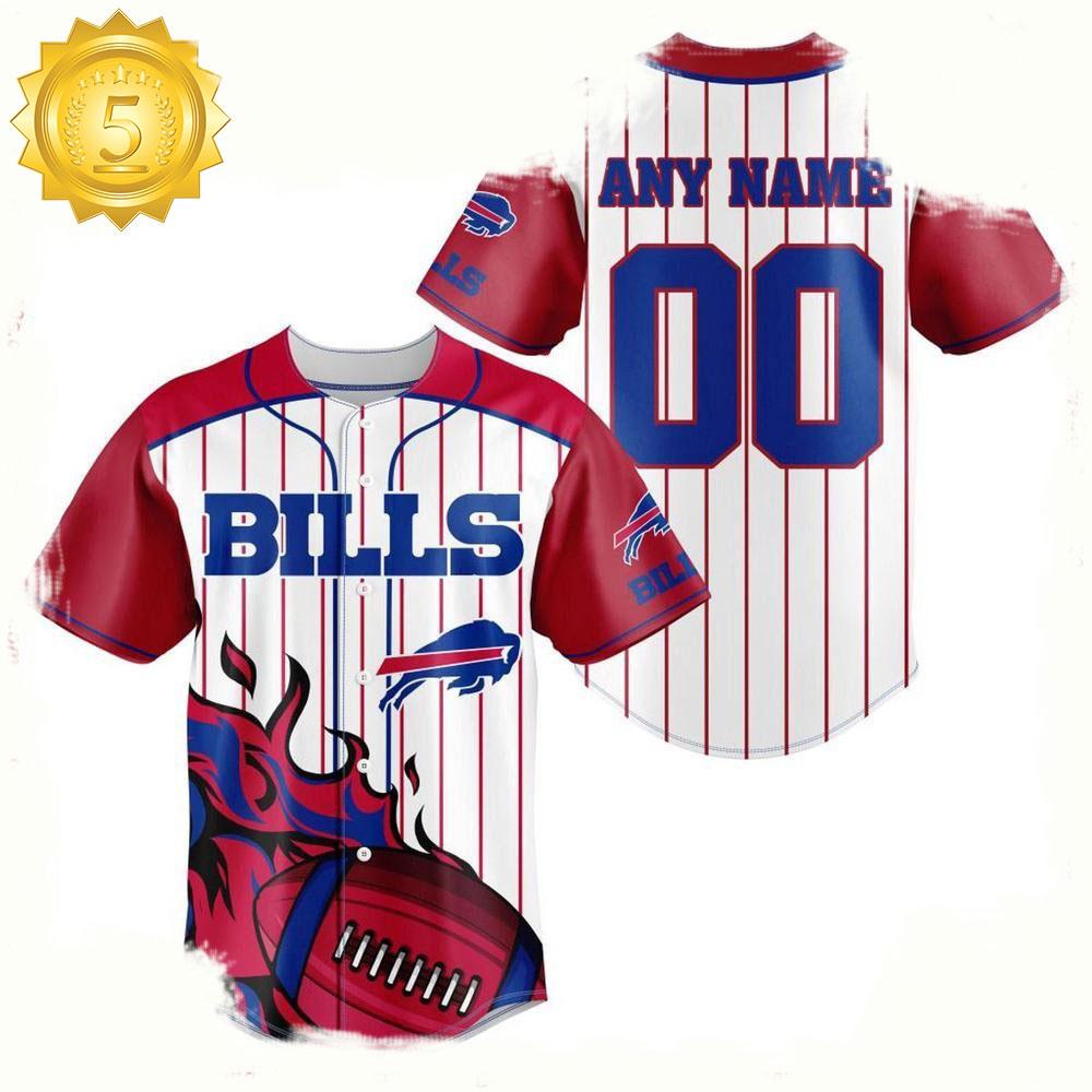 NLF Personalized Name & Numbler Buffalo Bills Baseball Jersey Shirt