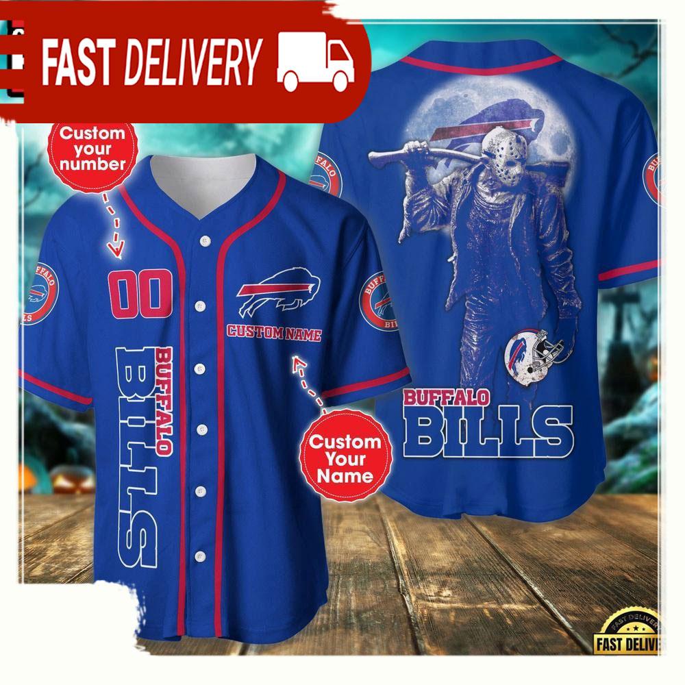 NLF Personalized Name & Numbler Buffalo Bills Horror 3D  Baseball Jersey Shirt