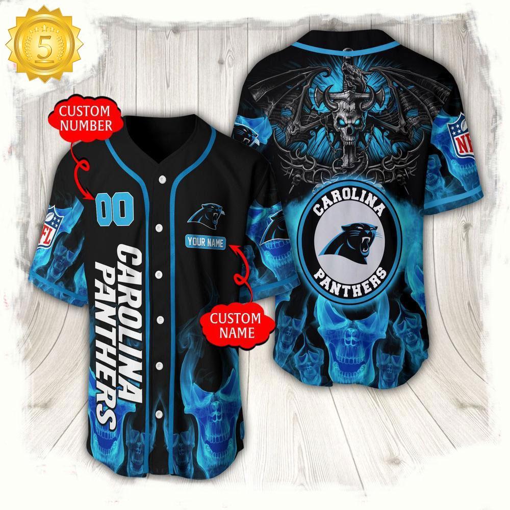 NLF Personalized Name & Numbler Carolina Panthers Baseball Jersey