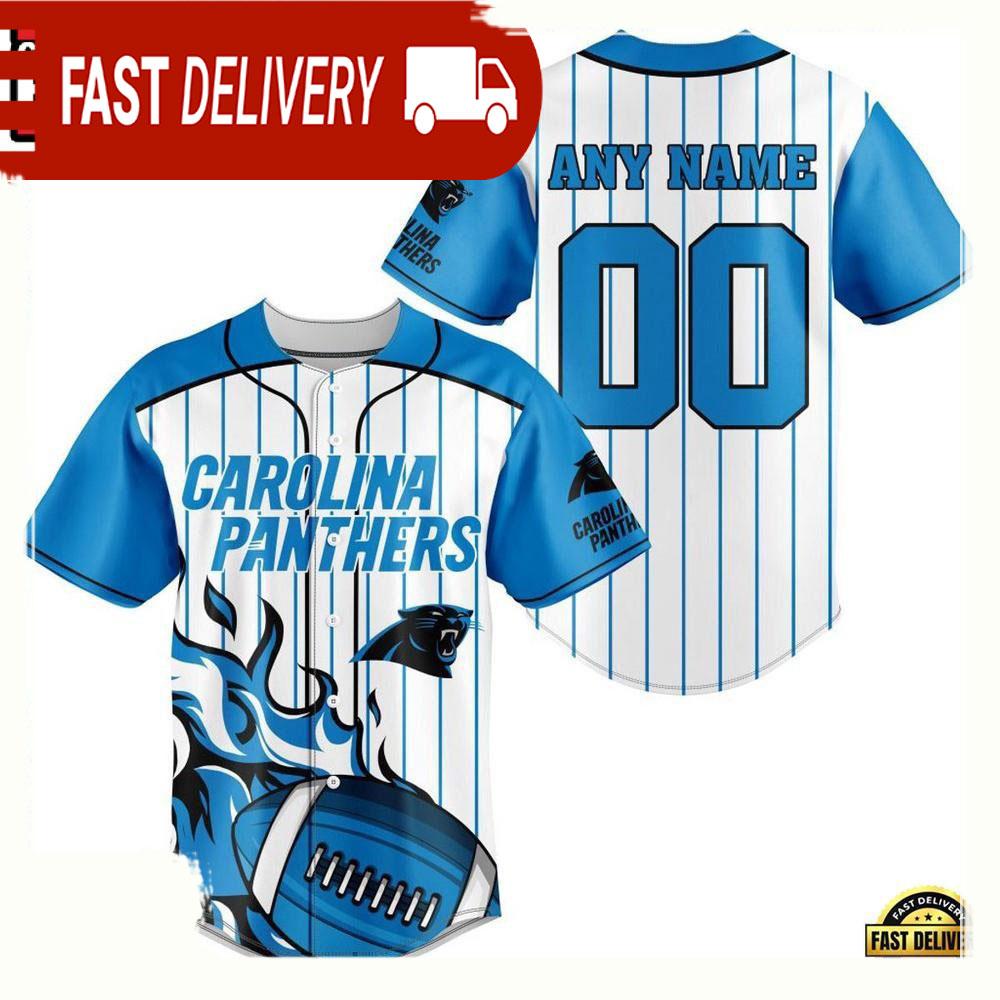 NLF Personalized Name & Numbler Carolina Panthers Baseball Jersey Shirt