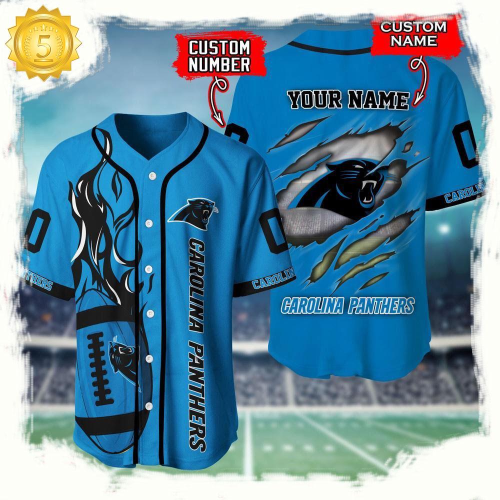 NLF Personalized Name & Numbler Carolina Panthers Football Team Baseball Jersey Shirt