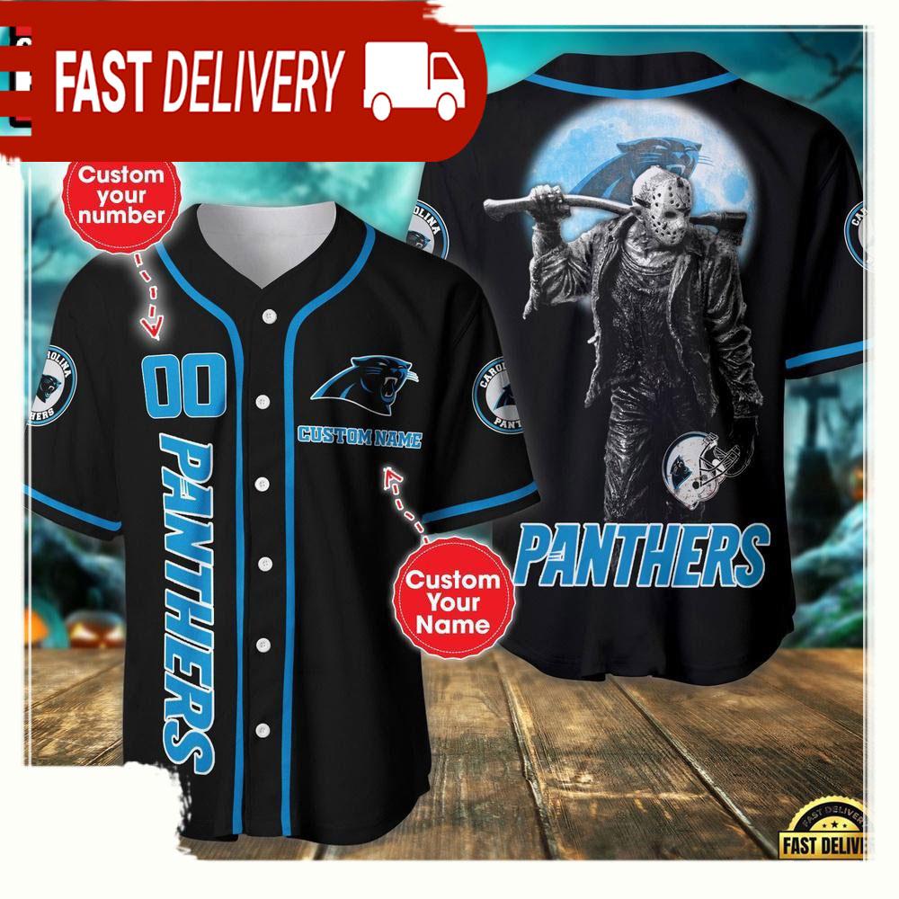 NLF Personalized Name & Numbler Carolina Panthers Horror 3D  Baseball Jersey Shirt