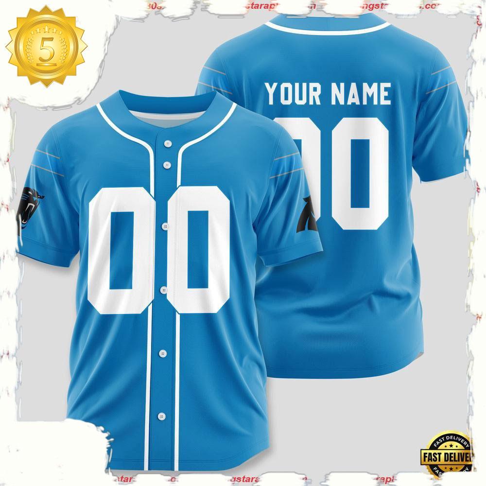 NLF Personalized Name & Numbler Carolina Panthers Team Baseball Jersey Shirt