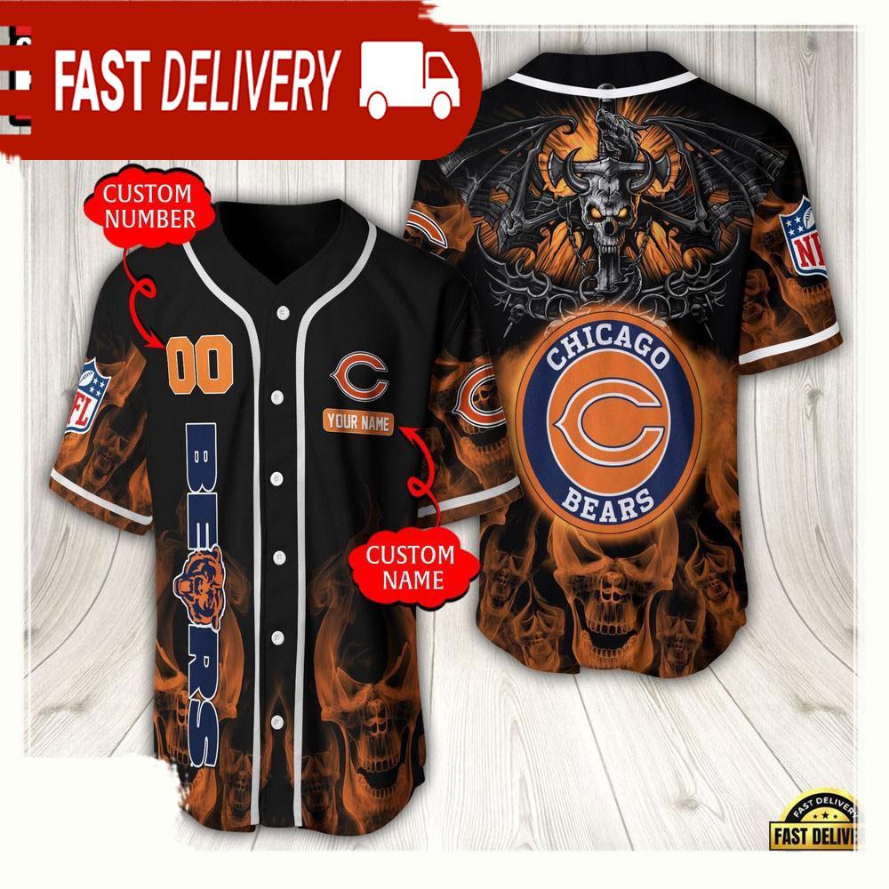 NLF Personalized Name & Numbler Chicago Bears Baseball Jersey