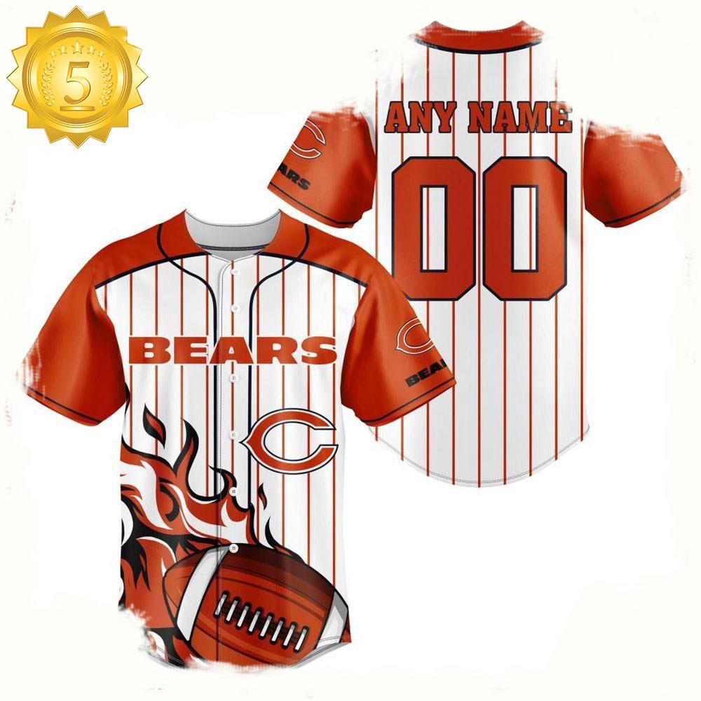 NLF Personalized Name & Numbler Chicago Bears Baseball Jersey Shirt
