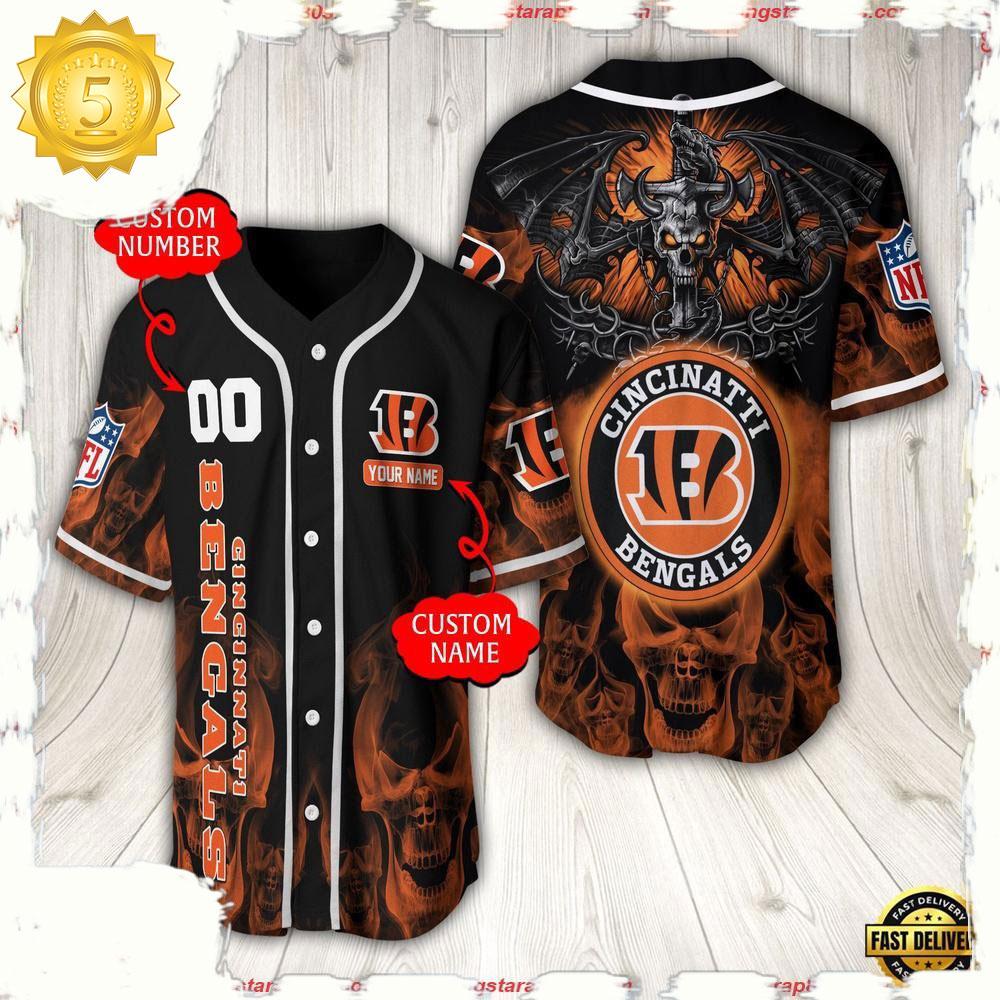 NLF Personalized Name & Numbler Cincinnati Bengals Baseball Jersey