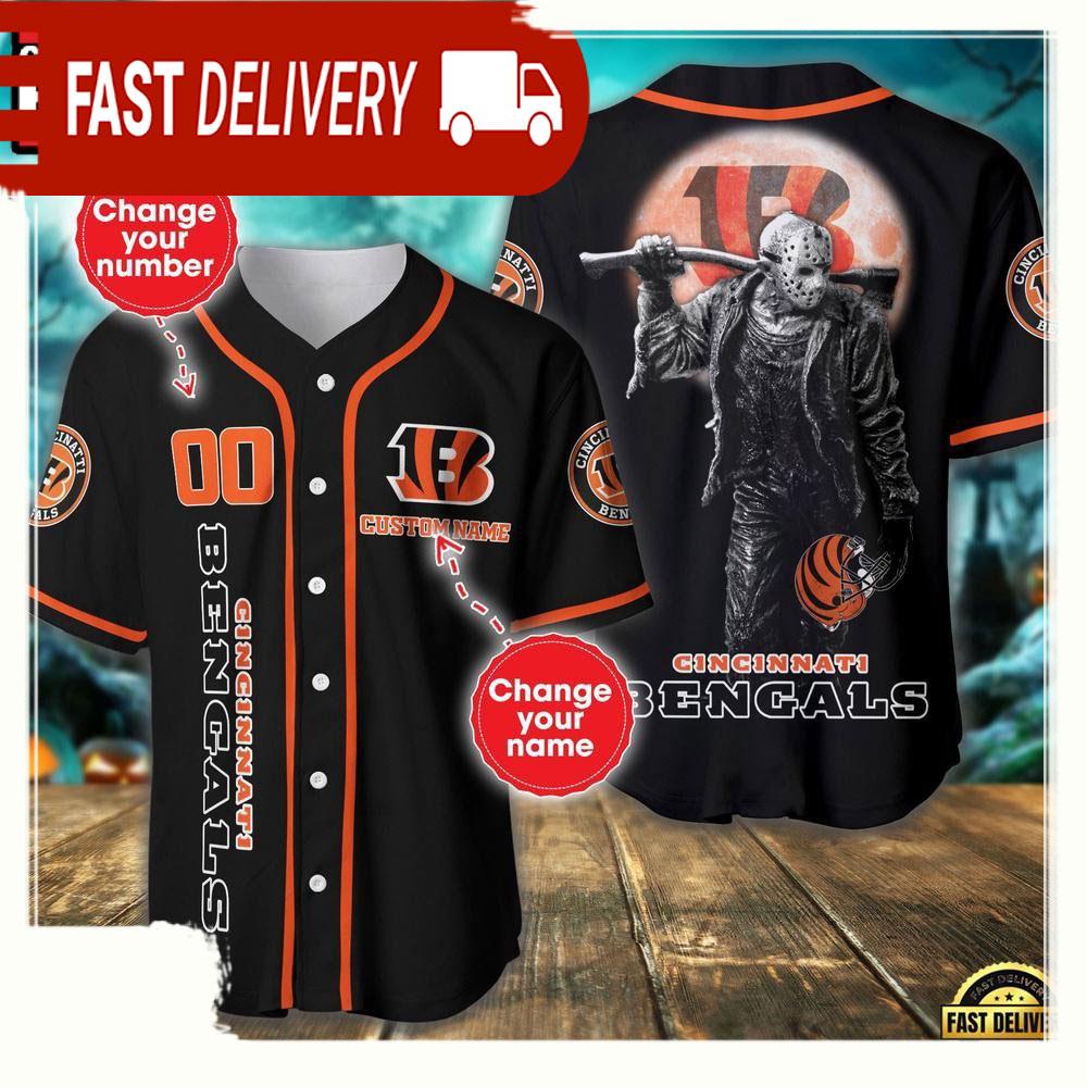NLF Personalized Name & Numbler Cincinnati Bengals Horror 3D  Baseball Jersey Shirt