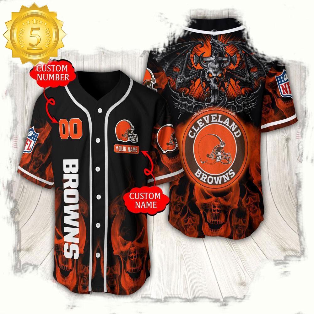 NLF Personalized Name & Numbler Cleveland Browns Baseball Jersey