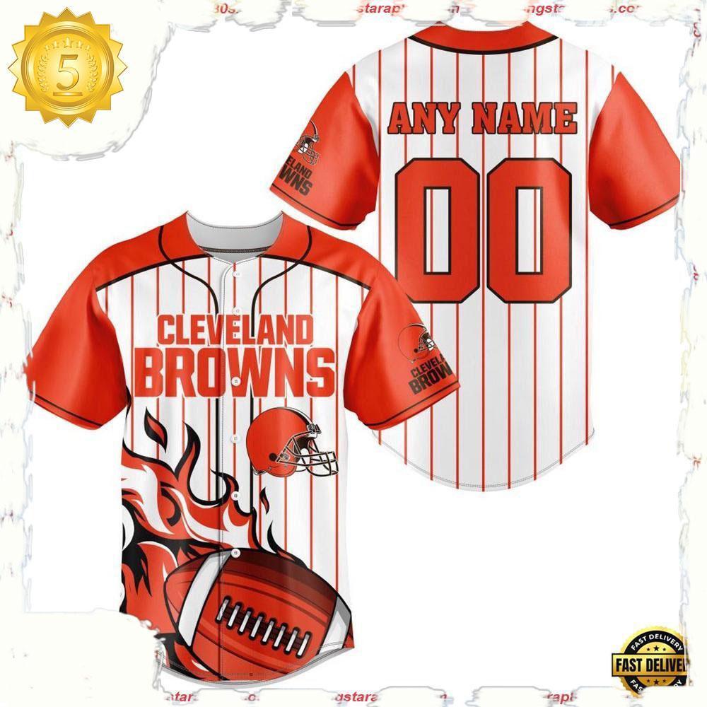 NLF Personalized Name & Numbler Cleveland Browns Baseball Jersey Shirt