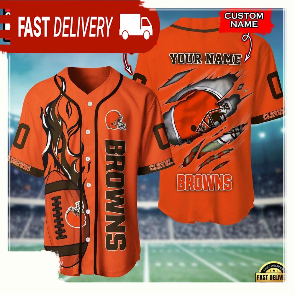 NLF Personalized Name & Numbler Cleveland Browns Football Team Baseball Jersey Shirt