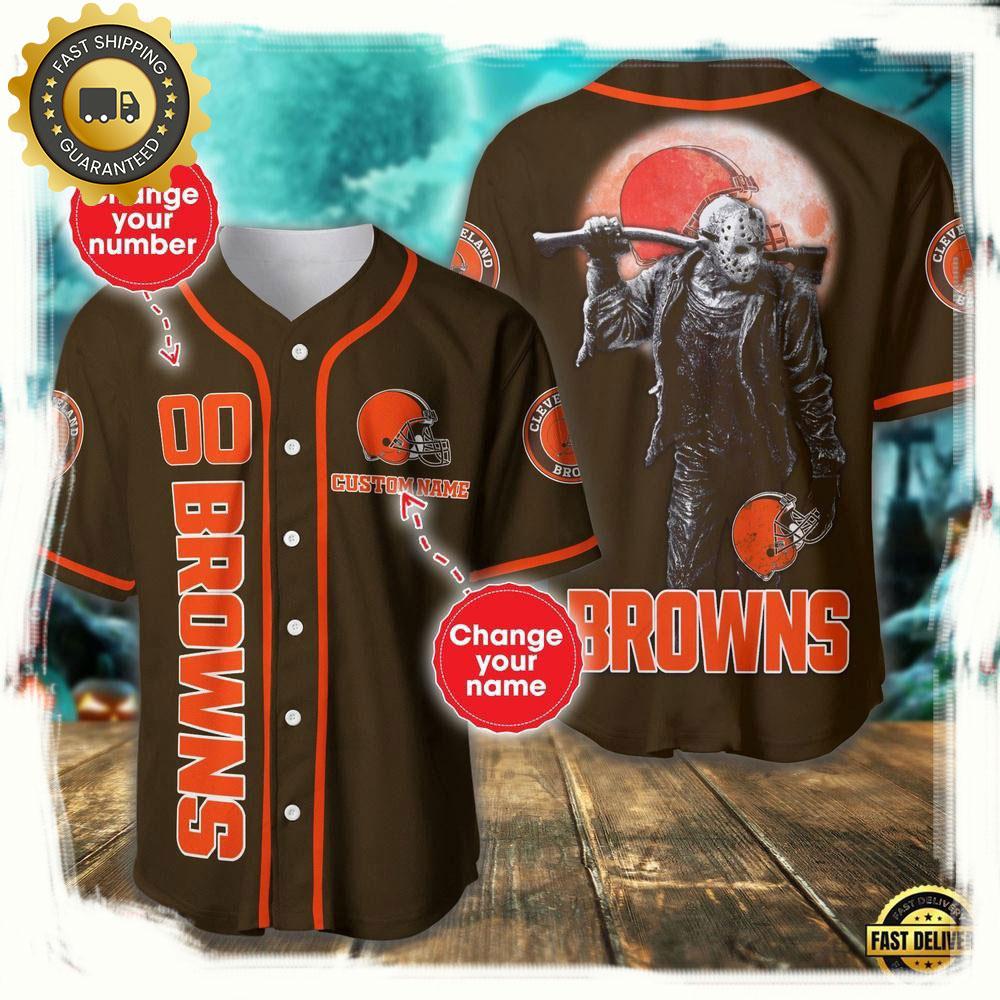 NLF Personalized Name & Numbler Cleveland Browns Horror 3D  Baseball Jersey Shirt