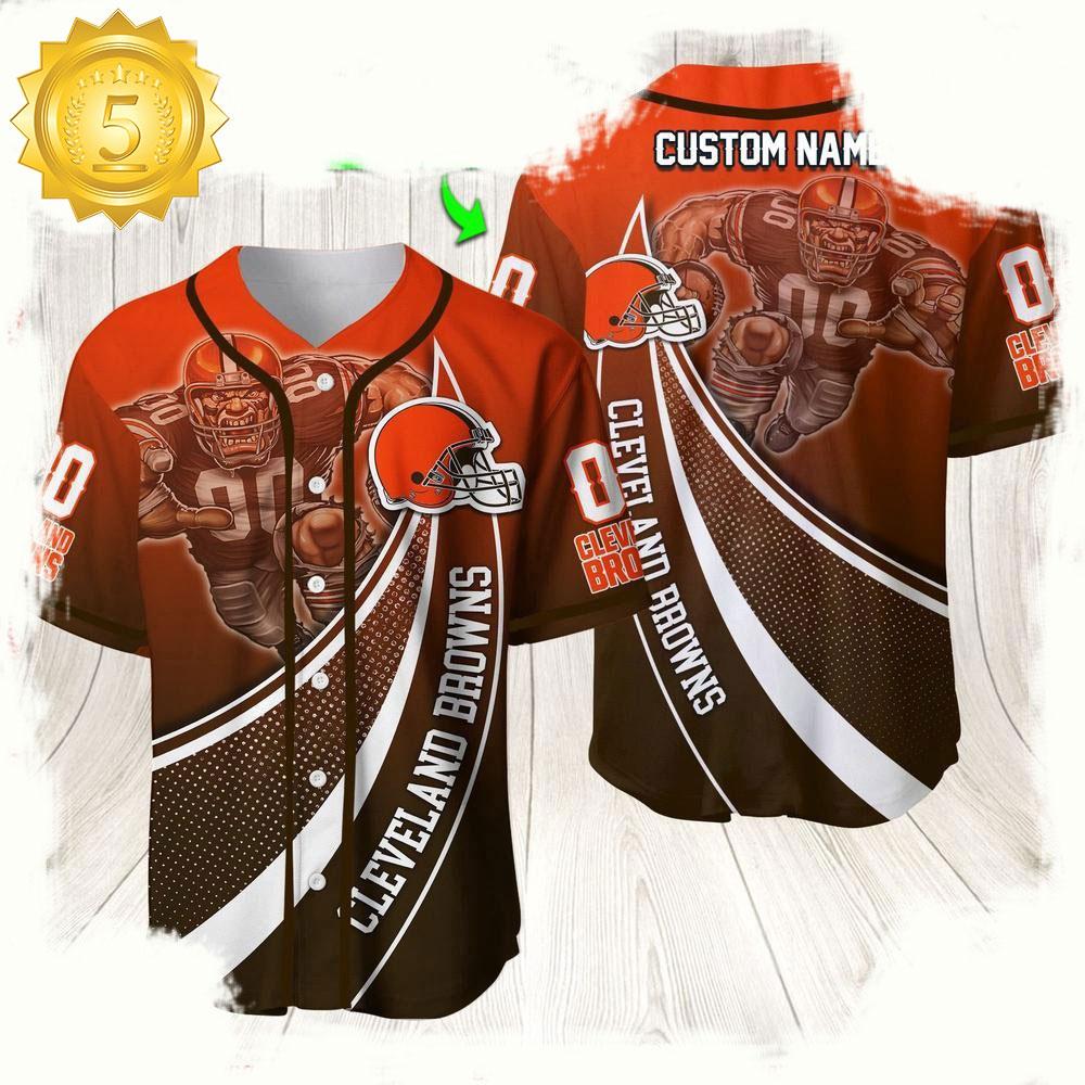 NLF Personalized Name & Numbler Cleveland Browns Mascot Football  Baseball Jersey Shirt