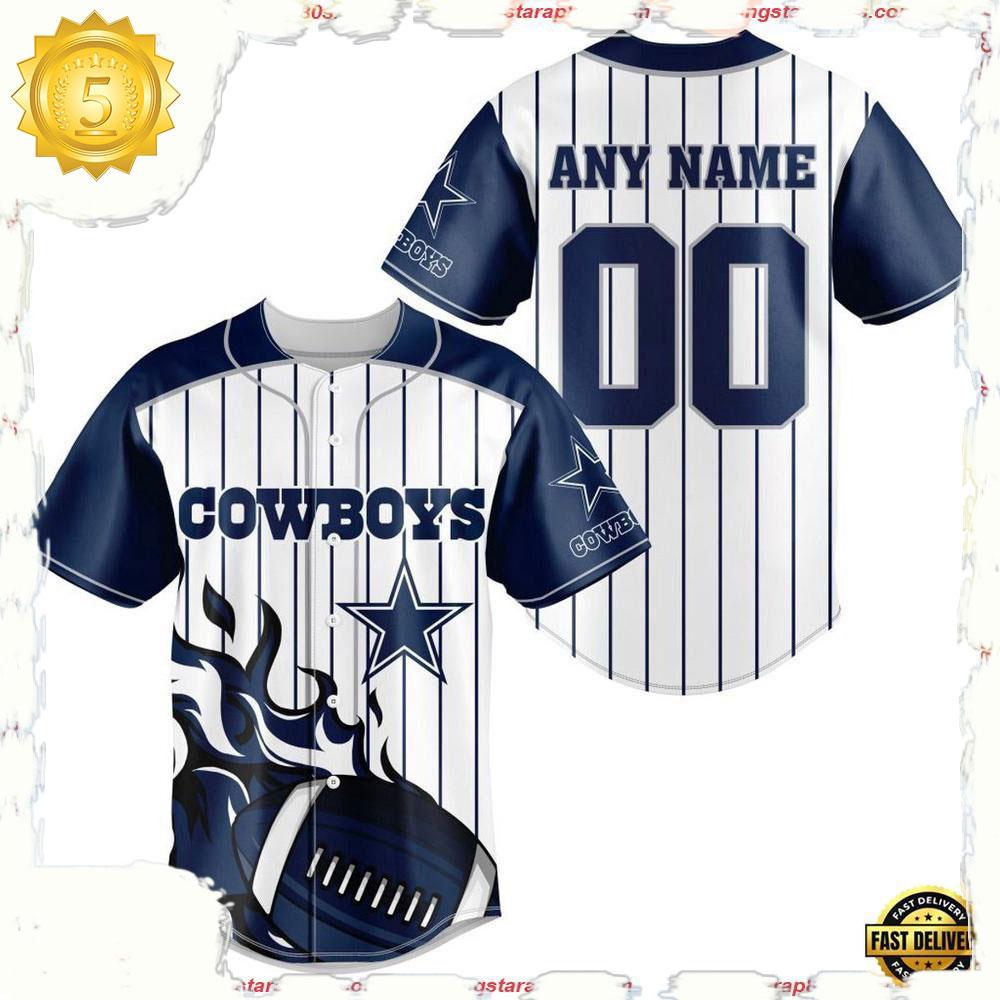 NLF Personalized Name & Numbler Dallas Cowboys Baseball Jersey Shirt