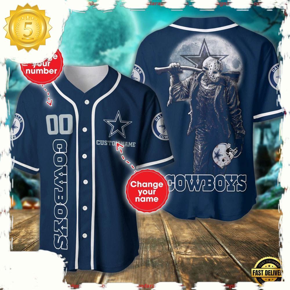 NLF Personalized Name & Numbler Dallas Cowboys Horror 3D  Baseball Jersey Shirt