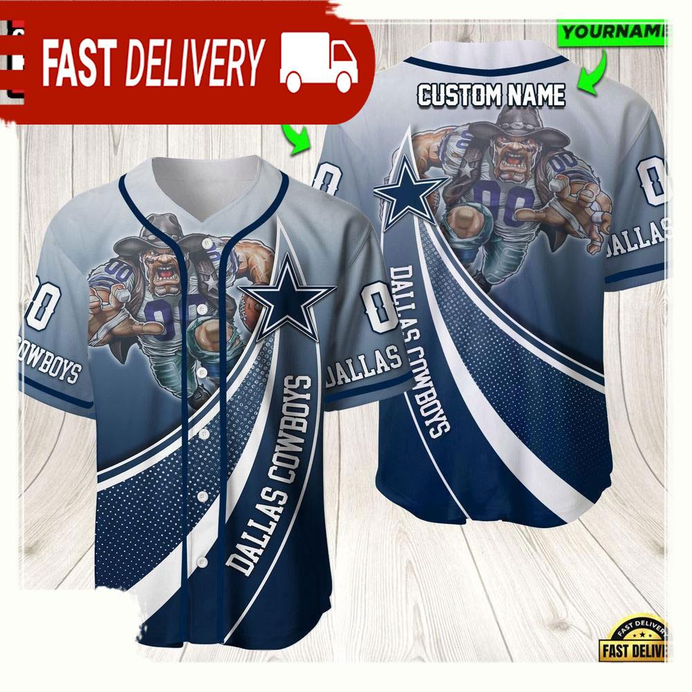 NLF Personalized Name & Numbler Dallas Cowboys Mascot Football Baseball Jersey Shirt