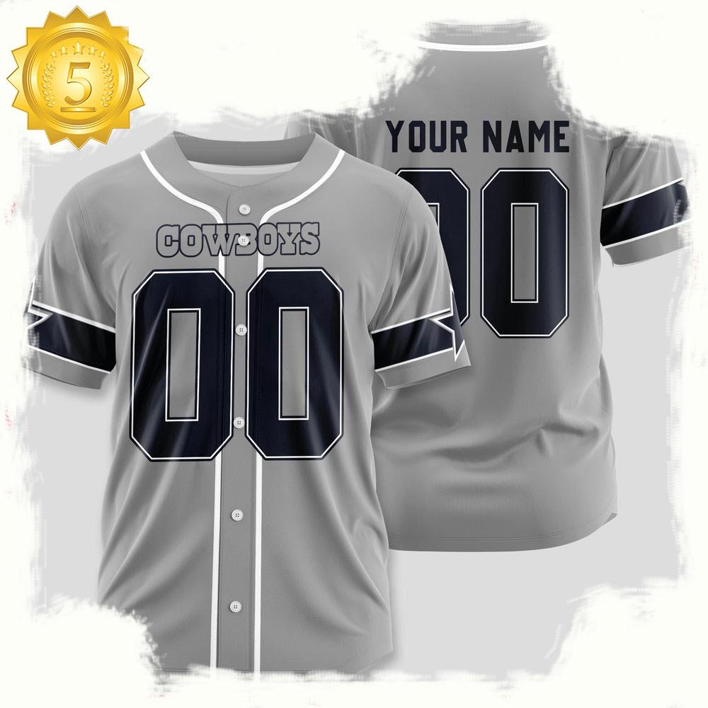 NLF Personalized Name & Numbler Dallas Cowboys Team Baseball Jersey Shirt