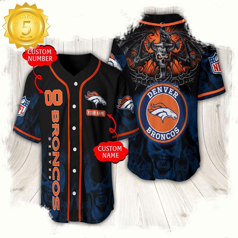 NLF Personalized Name & Numbler Denver Broncos Baseball Jersey