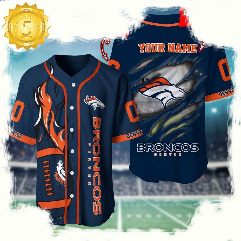 NLF Personalized Name & Numbler Denver Broncos Football Team Baseball Jersey Shirt