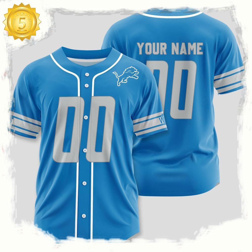 NLF Personalized Name & Numbler Detroit Lions Design Baseball Jersey Shirts