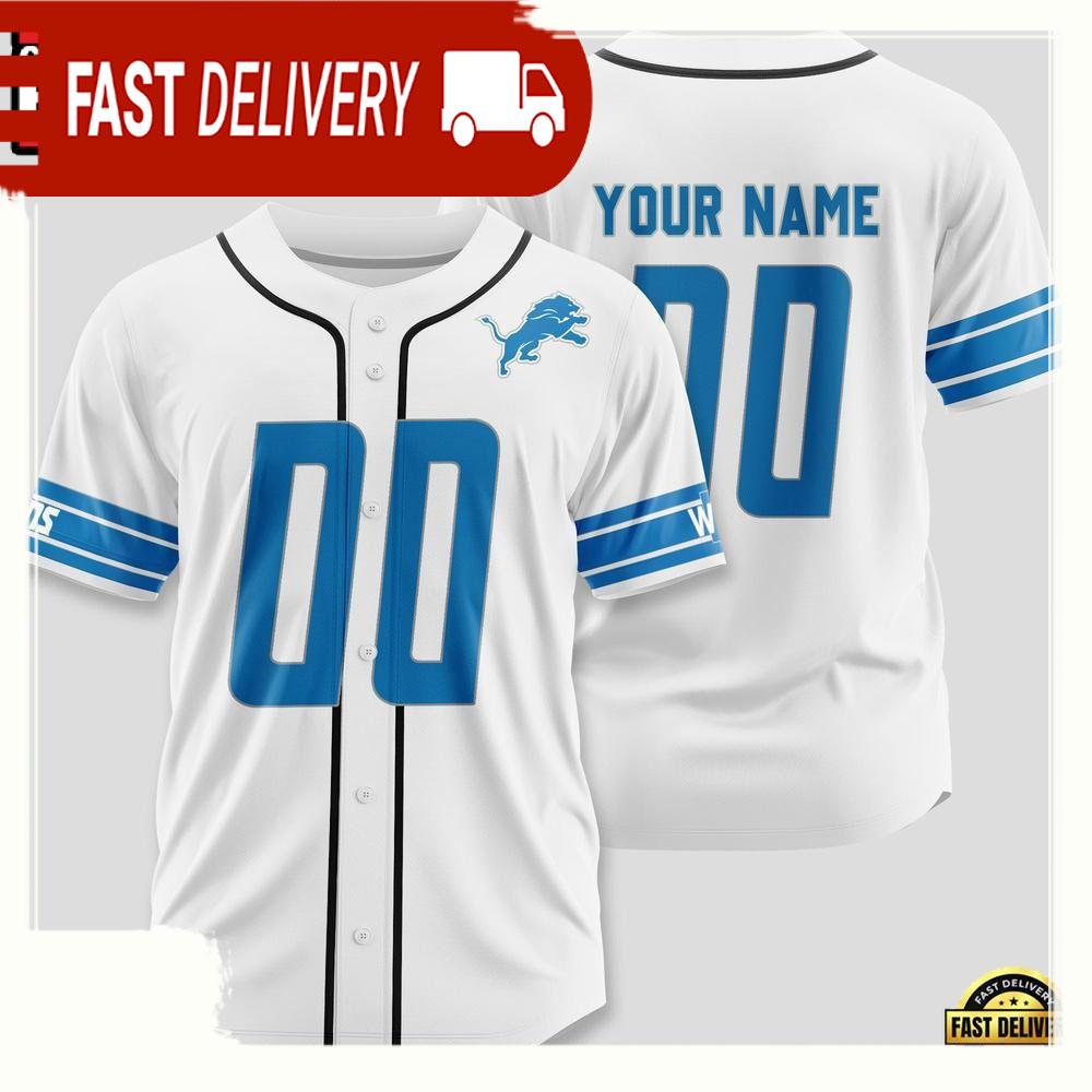 NLF Personalized Name & Numbler Detroit Lions Designs Baseball Jersey Shirt